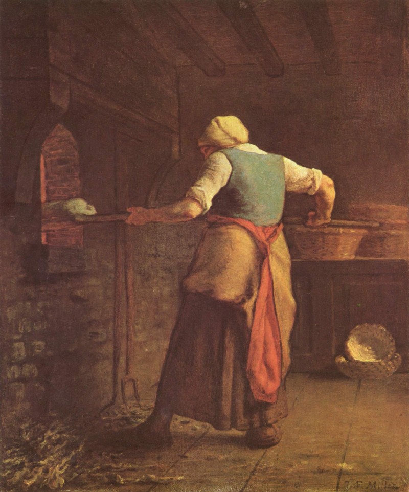 Жанчына пячэ хлеб, Жан Франсуа Міле, 1854 г.